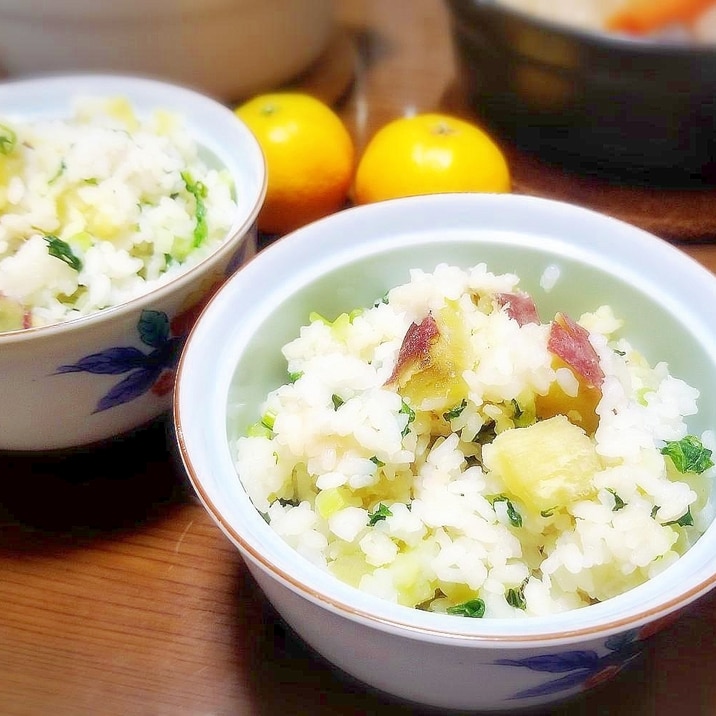 大根菜やかぶ菜で♪ さつま芋菜飯☆
